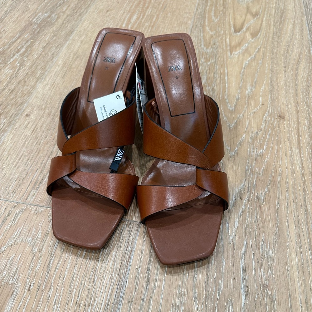 Brown Zara heeled sandals